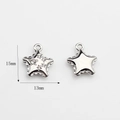 Detailed view of silver star pendant with zircon inlay and dimensions 15mm by 13mm - Star / Silver