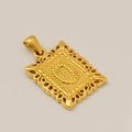 Pendentif carré doré avec motif filigrane ajouré et lettre O gravée pour collier homme - O-Pendentif Seul