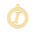 Golden stainless steel hollow round letter I pendant charm for DIY necklaces - Letter I