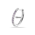 Titanium hoop earring with purple zircon inlay in silver finish with 10mm diameter size - Purple (T2562-10mm Purple)