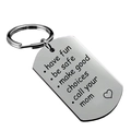 Porte-clés gravé avec texte Have Fun Be Safe Make Good Choices et pendentif coeur - MOM