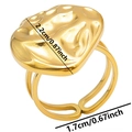 Detailed dimensions of gold geometric open ring with double-band design on white background - Gold