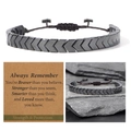 Adjustable hematite arrow bead bracelet with Strength & Protection gift card - Shiny Black Cord With Card / Gunmetal