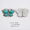 Retro butterfly alloy pendant with turquoise stones in vintage silver finish - Butterfly