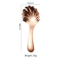 Cuchara de postre de acero inoxidable 304 oro rosa en forma de concha 98x42mm - Dorado Concha Mango Corto Cuchara