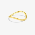 Minimalist S925 sterling silver wavy band ring with polished golden finish - Mmr342 (18k Gold) / Size 6