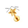 Golden star titanium cartilage piercing jewelry with 0.54cm size dimension detail - Gold Five-pointed Star (T2551-8#Gold)
