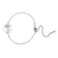 Silver stainless steel birth flower bracelet with sunflower pendant and lobster clasp - Chrysanthemum / Silver