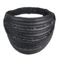 Fascia larga nera morbida ed elastica con trama a pieghe multistrato per sport e tempo libero - Nero