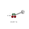 Red cherry tongue barbell made of stainless steel weighing 1g with 6.5mm fruit charm - Stainless Steel/Enamel / Cherry - Red