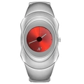 Y2K style silver irregular quartz watch featuring a vibrant red dial and date display - Silver Case Red Dial (Matte)
