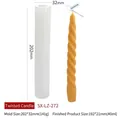 Twisted spiral candle silicone mold with finished tall orange taper candle display - Twist Shape
