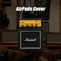 Marshall speaker style silicone case for AirPods Pro 2 in black leather texture - Black Speaker + Carabiner / AirPods 1/2 Gen