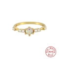 S925 sterling silver snowflake ring with iridescent opal and white zircon stones - Colorful Opal Size 7