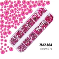 Rose pink flatback resin rhinestones set in a 12-grid organizer for nail art decoration - Light Rose Red (ZSHZ-864)
