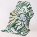 Microfiber beach towel featuring dark green tropical palm leaf print and soft texture - I-Dark Green Tropical Style Plant
