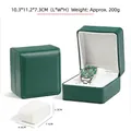 Caja para reloj en cuero PU verde oscuro con forro de terciopelo blanco y cojín suave - Verde Oscuro