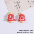 Christmas resin bell charm with white snowflakes and yellow star for DIY crafts - Red Bell