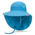 Cappello parasole azzurro per bambini con tesa larga e protezione per il collo - Regolabile (Bambini Piccoli/Medi) / Blu Lago