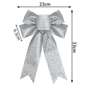 Glittery silver Christmas star bow decoration measuring 23x33cm for holiday tree topper - Silver Glitter / 23cm*33cm