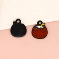 Mini coconut drink alloy charm for DIY jewelry making with brown oil drip finish - Coconut - Black (28-Black)