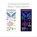 UV fluorescent wing and Hamsa hand arm tattoo sticker CS-008 in daylight and glow effect - Fluorescent CS-008