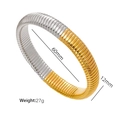 Two-tone gold and silver stretchy snake bone bangle with 12mm width and 60mm diameter - 12mm Wide (60mm Diameter) / Gold Steel