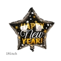 Ballon en forme d'étoile noire 18 pouces avec inscription Happy New Year dorée - 18 Pouces Étoile à Cinq Branches du Nouvel An Noir