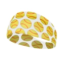 Elastic white sports headband with yellow softball print for running and fitness - Softball Yellow on White