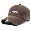 Washed dark brown cotton baseball cap with vintage finish and 3D embroidery detail - One Size(Adjustable) / Coffee