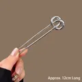 Épingle à cheveux argentée en forme de U avec nœud à double anneau, longueur 12cm - Style Noué en U (#222) / Longueur env. 12cm / Argent