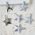 Set of 6 silver star Christmas ornaments with mirror, matte, and glitter textures - Silver Star 6-Piece Set
