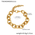 Dettaglio del bracciale a maglie grosse in acciaio inossidabile placcato oro 18 carati - 18.5+6cm / Bracciale Oro