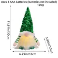 Light-up Christmas sequin gnome plush 30cm height with detailed dimension markings - Green