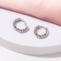 Elegant silver twisted rope hoop earrings with sparkling texture on a white stand - E429-Twisted Rope / Silver
