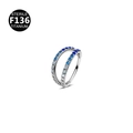 G23 titanium double layer nose ring with gradient blue zircons and sterile finish - Thin Bar Silver Gradient Blue