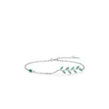 Minimalistisches S925 Sterlingsilber Armband mit marquise-grünen Zirkonia Blättern - Silber