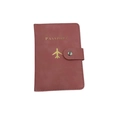 Porta passaporto rosa in pelle PU con logo aereo dorato e chiusura con bottone a pressione - Tipo standard / Rosa