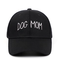 Classic black baseball cap featuring a white DOG MOM embroidery with a wide brim - Adjustable / Black