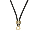 Black braided necklace cord with gold lobster clasp and sparkling micro-pave crystals - Gold Double Pattern