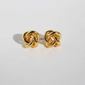 Orecchini a perno con nodo intrecciato in ottone placcato oro con finitura lucida - Stile Nodo Liscio / Oro