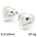 Orecchini a lobo a cuore argento in acciaio inossidabile lucido con finitura testurizzata - 21x20mm / Colore Acciaio (KE114489-KFC)