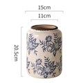 Keramik Blumenvase mit blauem Blumenmuster und Eisrissglasur im Vintage-Stil 20cm - 703 Blau und Weiß Eis Riss Vase