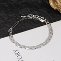 Bracelet classique à maillons nautiques argentés avec fermoir mousqueton et extension - Argenté