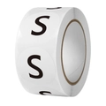 Rollo de etiquetas redondas blancas de 1 pulgada para ropa, talla S, con letras negras - S