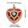 Golden heart evil eye pendant with red enamel inlay and white eye pattern detail - CX142-6 (Red Glaze Heart Eye)