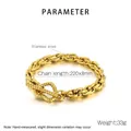 Bracciale a catena in acciaio inossidabile dorato con maglie a spirale e chiusura a barra - Stile Trama Corda Intrecciata Oro (KB144905-Z)