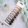 Set of 10 matte hollow hair clips in gradient brown and beige earthy tones on display card - 12#-Oval Square (10Pcs)