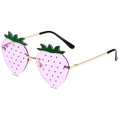 Creative strawberry shaped sunglasses with purple lenses and gold metal frame for parties - Gold Frame Light Purple