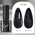 LILYCUTE black glitter gel nail polish X120 with gloss and matte top coat effects - Black Glitter (120)